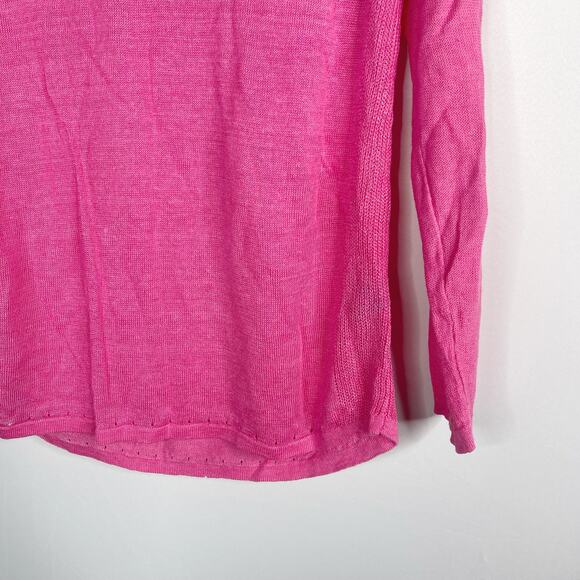 J McLaughlin Small Pink Linen Raglan Long Sleeve Sweater Lightweight Round Neck - Picture 5 of 9
